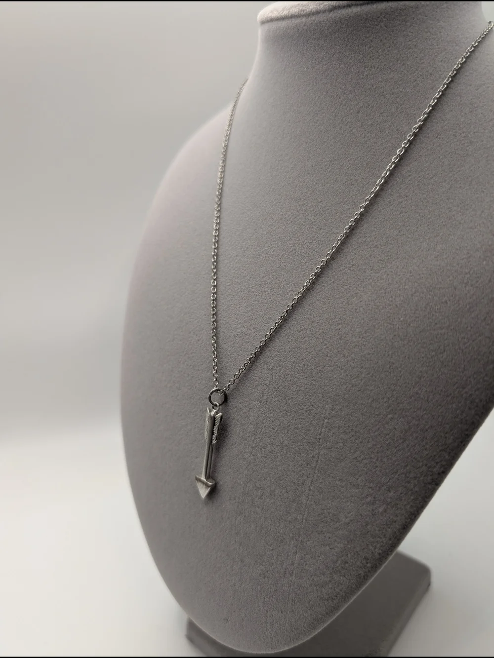 Silver Arrow Pendant Necklace - Silver Tone